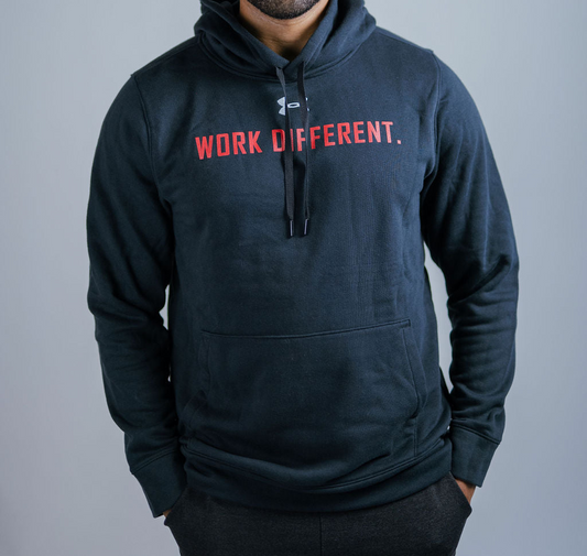 Work Different. Men's L/S Hoodie (Blk/Red)