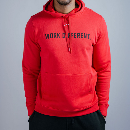 Work Different. Men's L/S Hoodie (Rd/Blk)